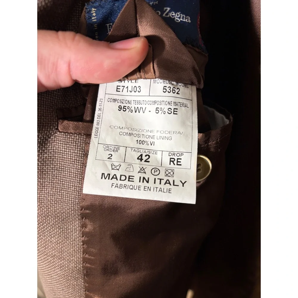 Ermenegildo Zegna Wool Silk Blazer Brown 42 Regular Dino's Master Tailor Italy